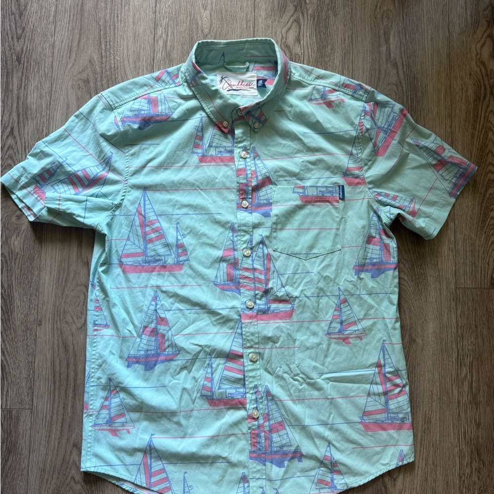 Chubbies Green and Pink Casual Button Down Shirt